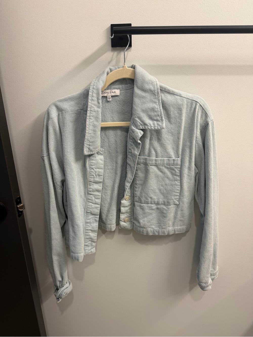 Emory Park Light Blue Corduroy Cropped Button Front Jacket